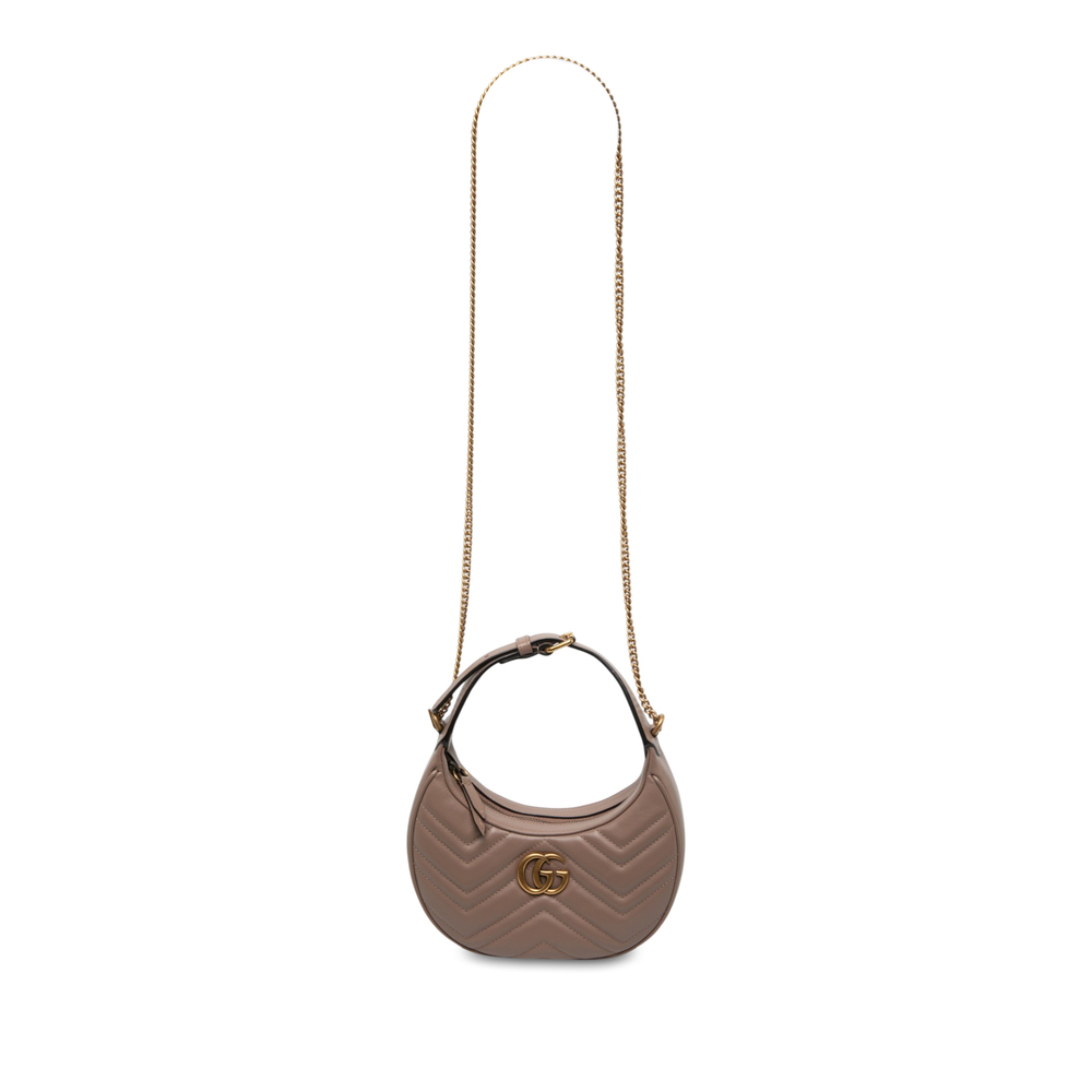 Pre-Loved Gucci Mini GG Marmont Matelasse Calfskin Half Moon Bag